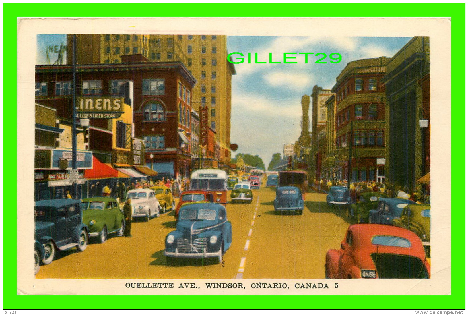 WINDSOR, ONTARIO - OUELLETTE AVENUE - ANIMATED WITH OLD CARS -  TRAVEL IN 1950 -  JACK H. BAIN - - Windsor