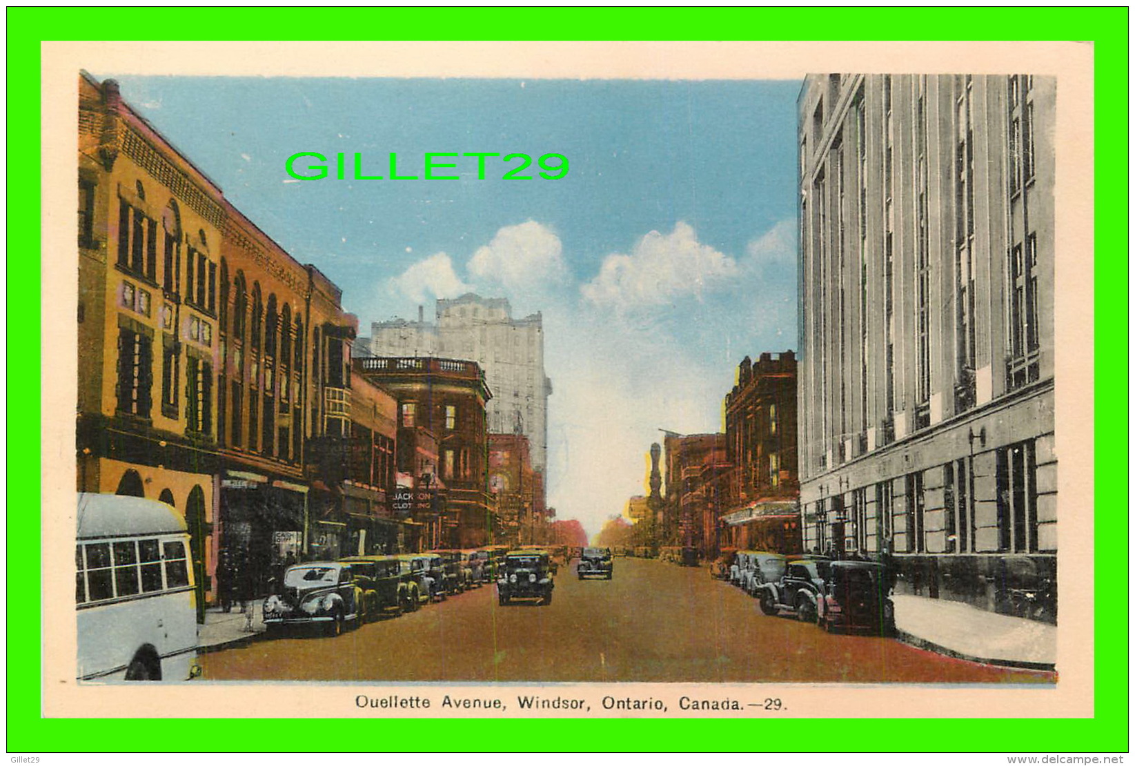 WINDSOR, ONTARIO - OUELLETTE AVENUE - ANIMATED WITH OLD CARS - JACKSON CLOTHING -  PECO - - Windsor