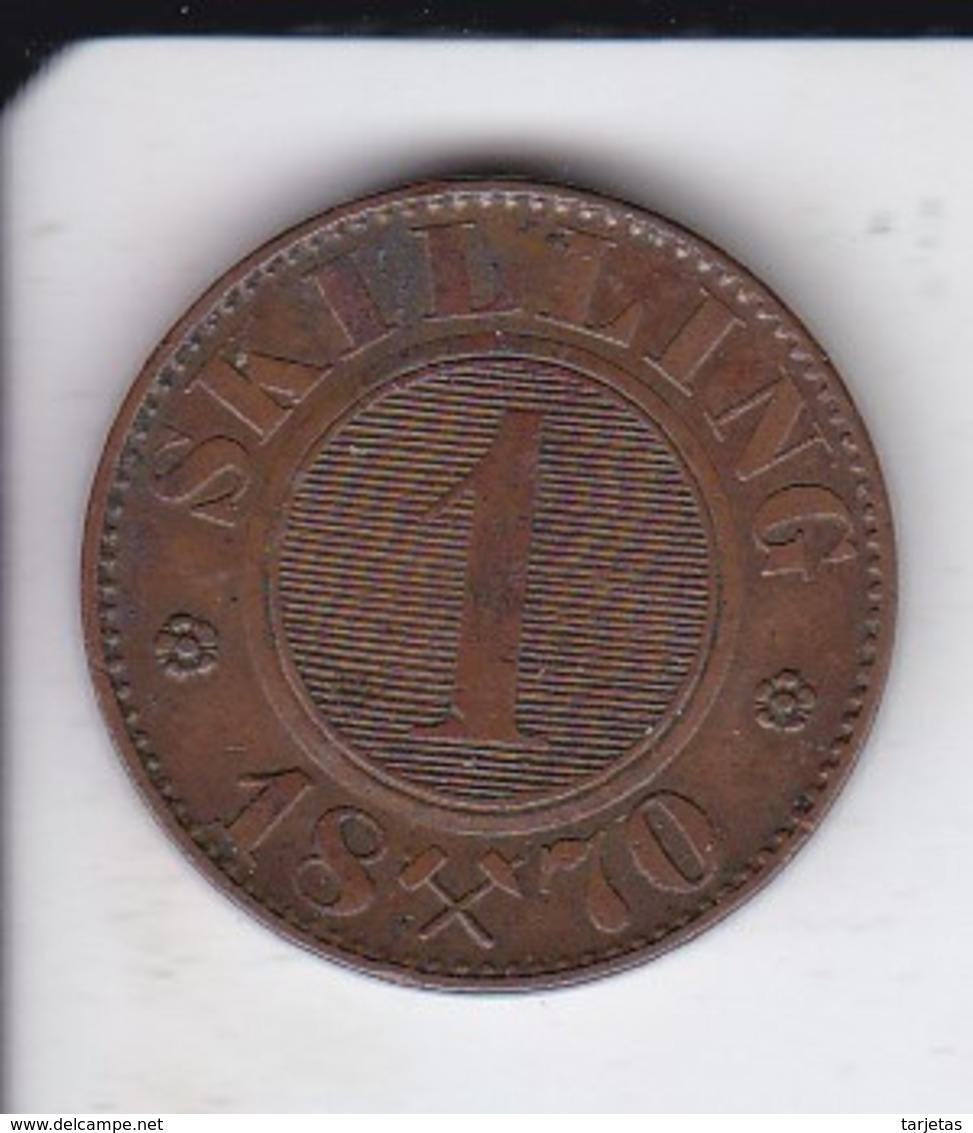 MONEDA DE NORUEGA DE 1 SKILLING DEL AÑO 1870  (COIN) - Noruega