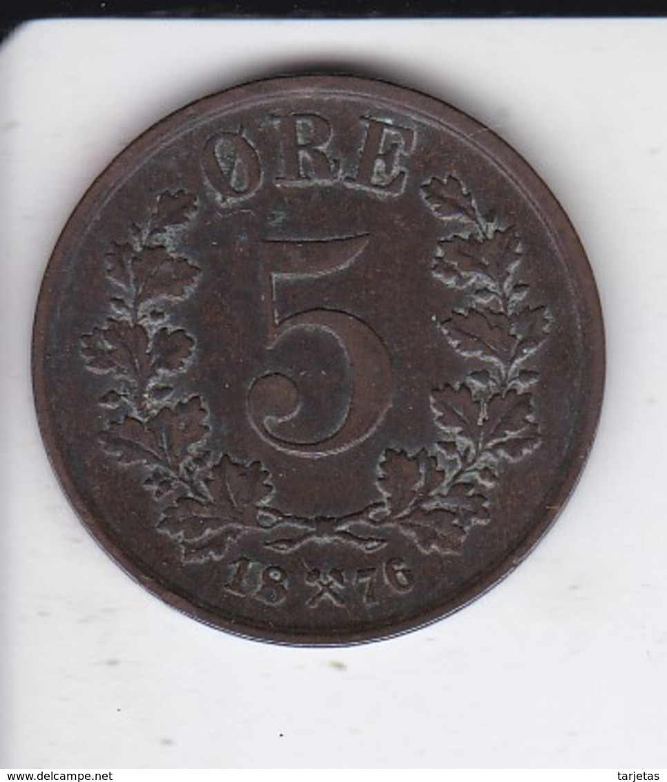 MONEDA DE NORUEGA DE 5 ORE DEL AÑO 1876  (COIN) - Norwegen