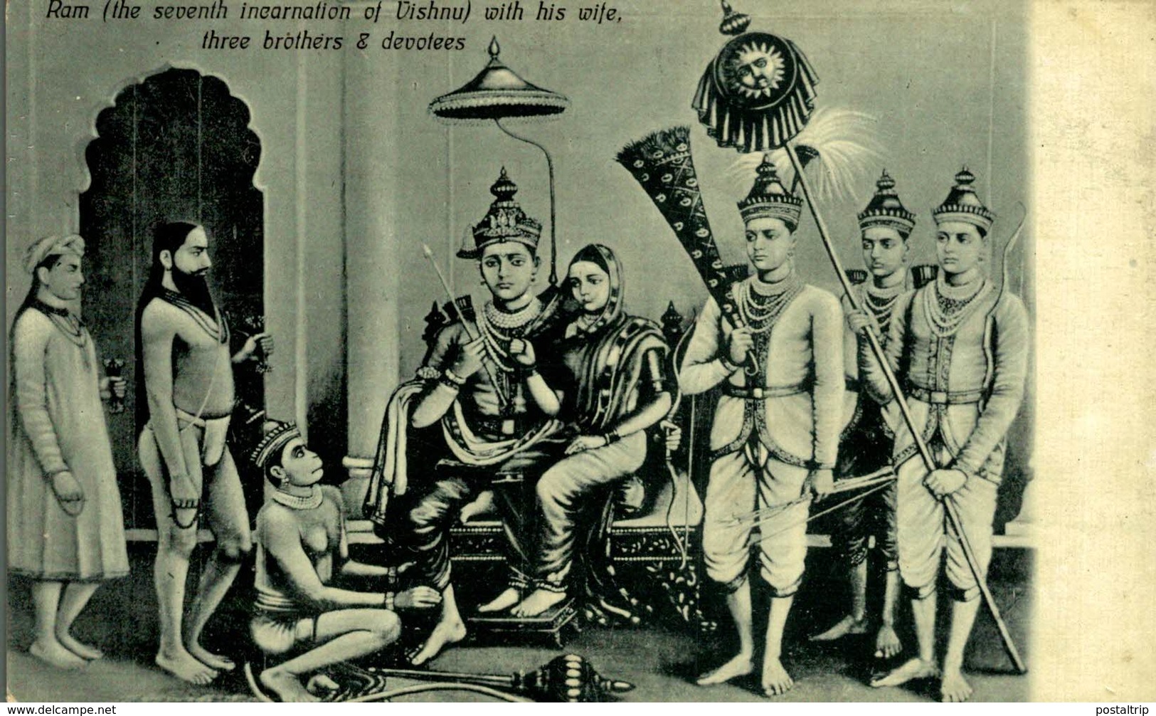 RAMA RAM WITH HIS WIFE THREE BROTHERS AND DEVOTEES     INDIA  ASIA INDE INDIEN - India