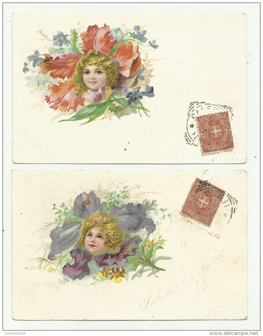 2 CARTOLINE ILLUSTRATE VISO DI PUTTO   - VIAGGIATA FP - 1900-1949