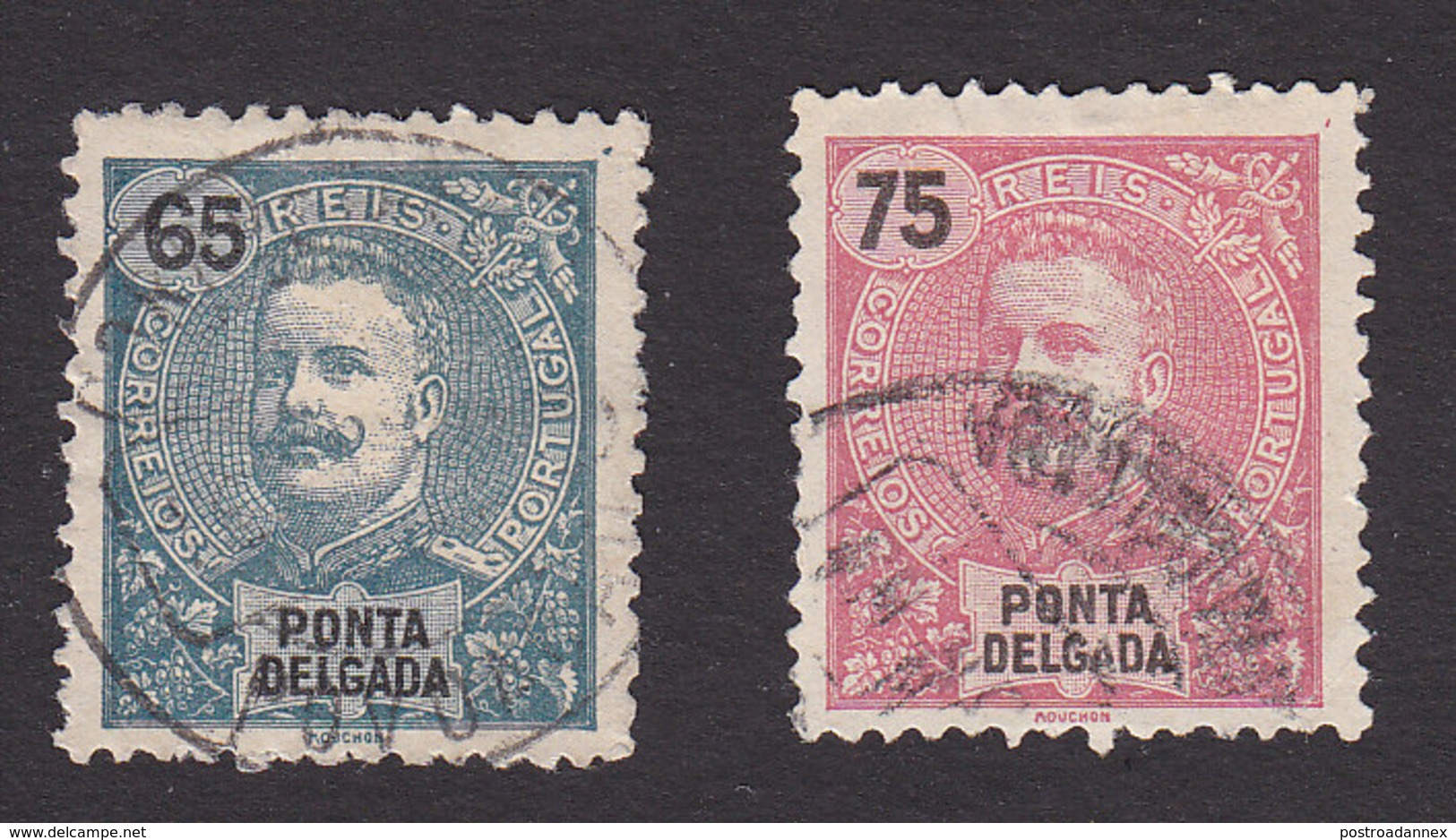 Ponta Delgada, Scott #23-24, Used, King Carlos, Issued 1897 - Ponta Delgada