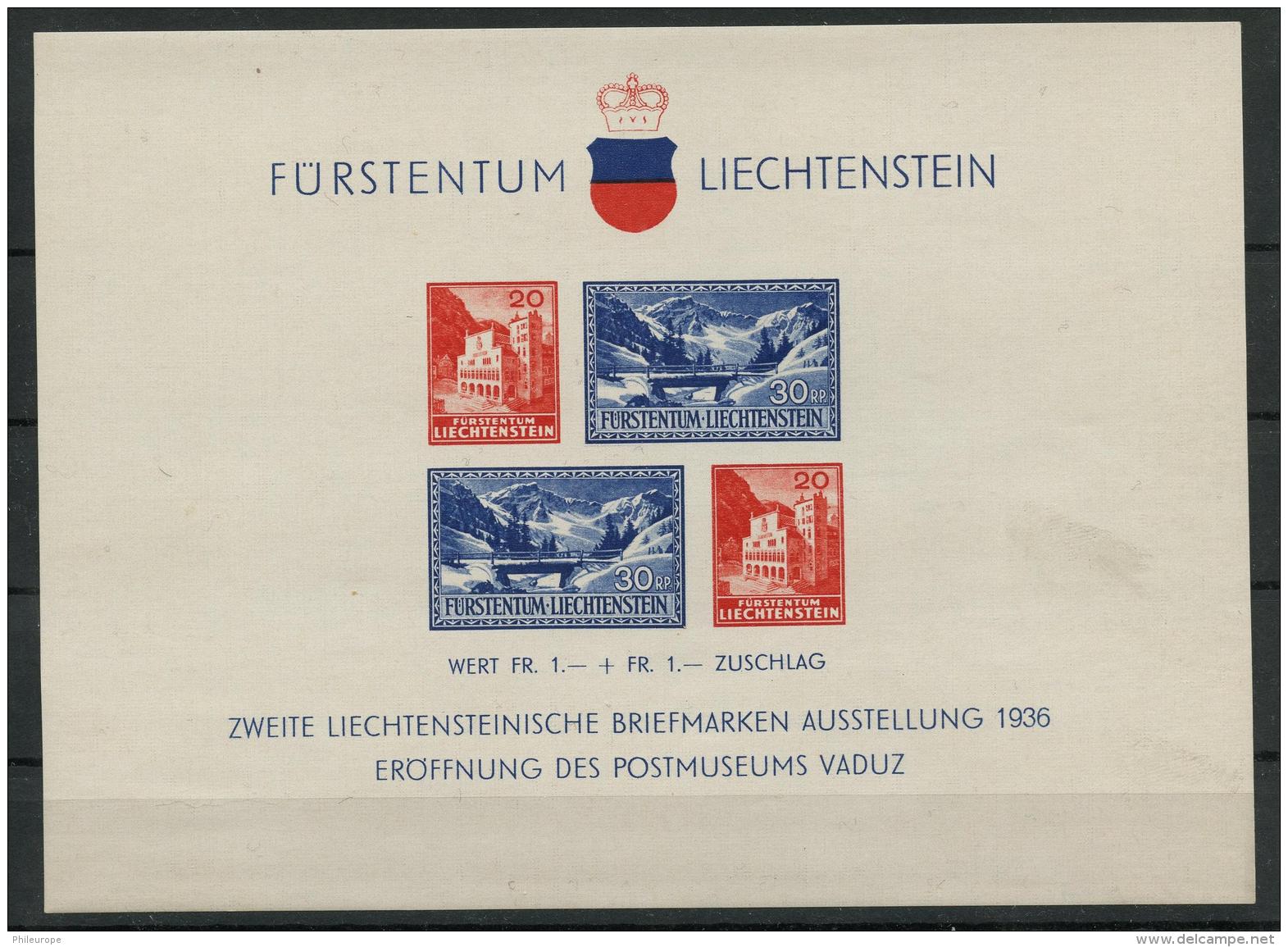 Liechtenstein (1936) Bloc Feuillet N 2 (Luxe) - Blocs & Feuillets