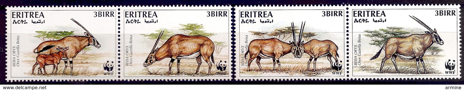 ERYTHREE 1996 (Yvert 282-85) - WWF L'oryx Beisa (MNH) Sans Trace De Charnière - 029 - Erythrée