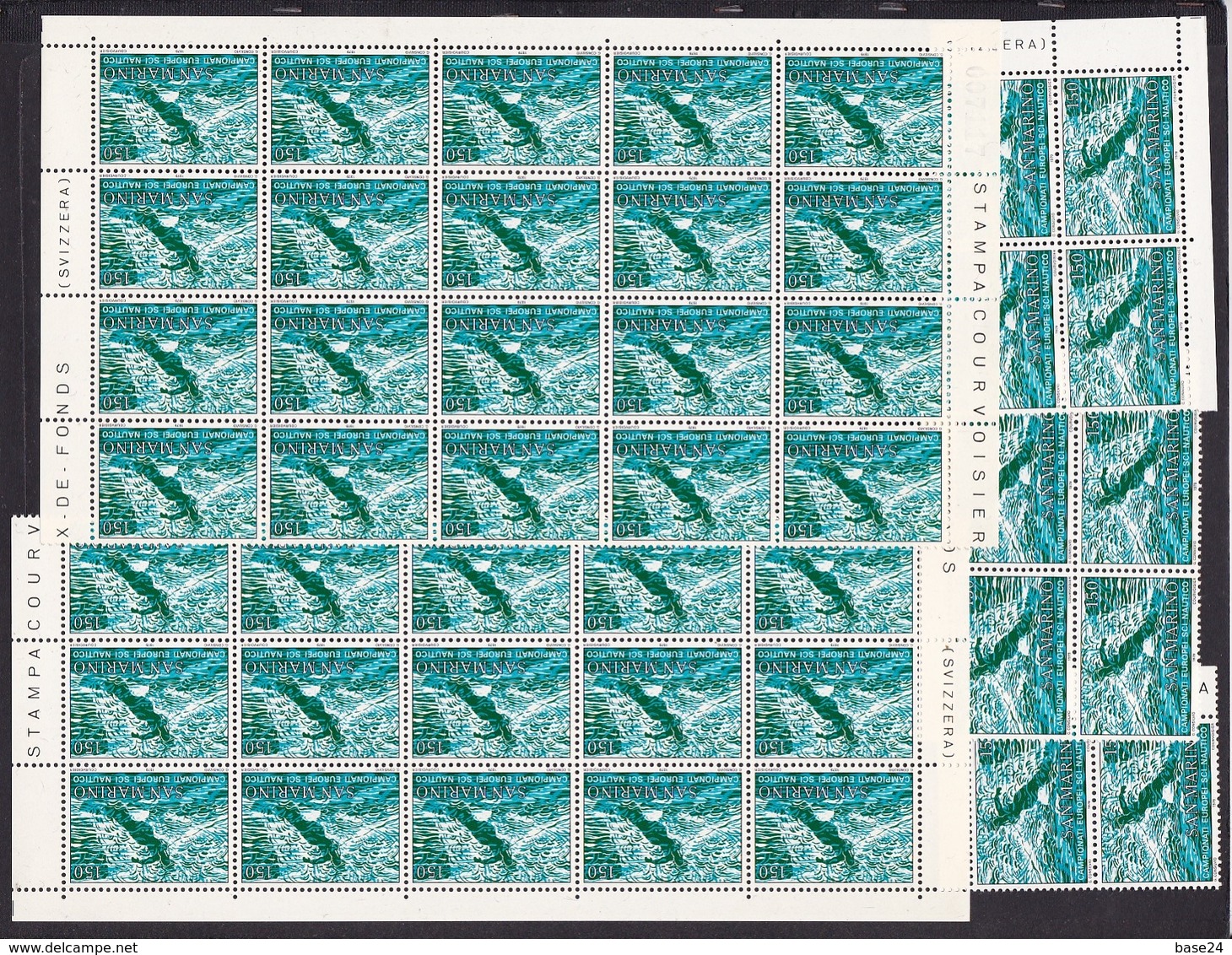 1979 San Marino Saint Marin SCI NAUTICO 45 Serie Blocco Di 20+15+4+4+2 MNH** WATER SKI - Water-skiing