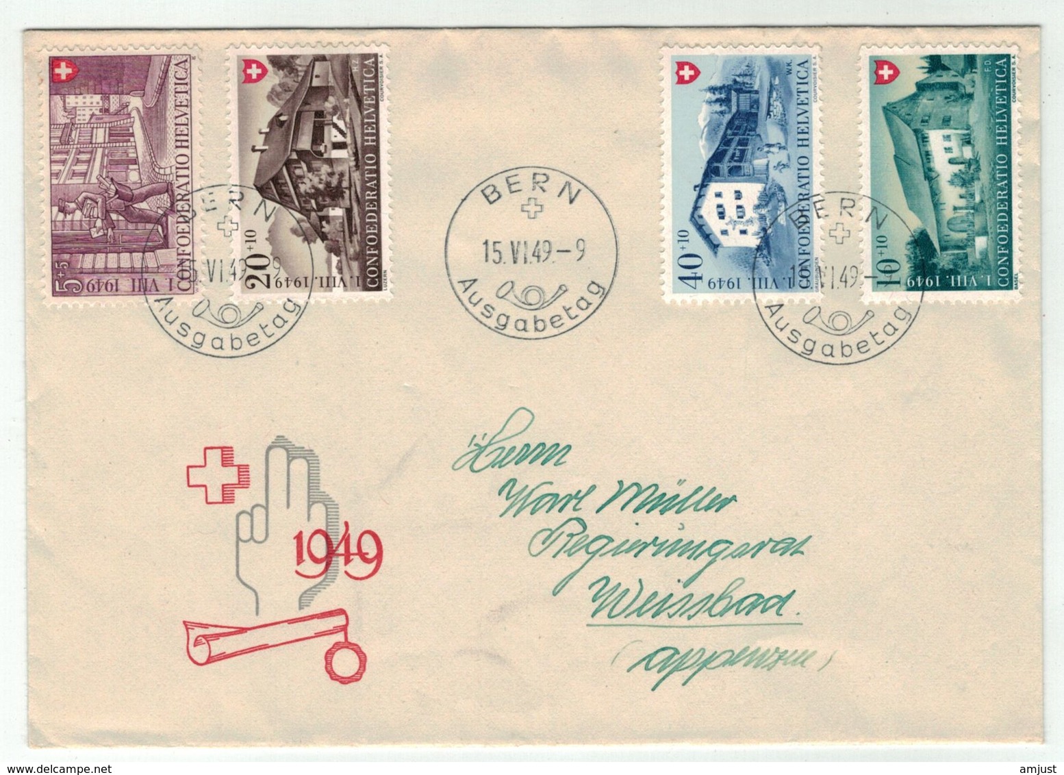 Suisse // Schweiz // Switzerland // Pro-Patria // 1949 //  Lettre FDC 1er Jour Série 1949 - Briefe U. Dokumente