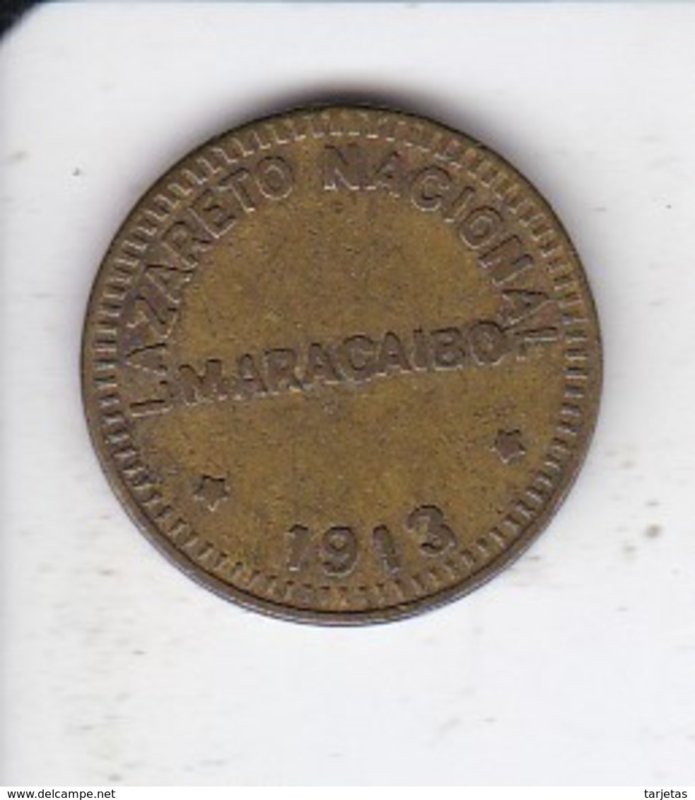 MONEDA DE 1/8 DE LAZARETO NACIONAL DE MARACAIBO DEL AÑO 1913 (COIN) VENEZUELA (RARA) - Venezuela