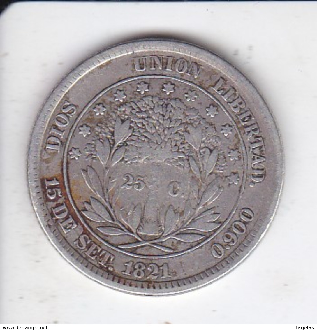 MONEDA DE PLATA DE HONDURAS DE 25 CENTAVOS DEL AÑO 1871 (RARA) (COIN) SILVER,ARGENT. - Honduras