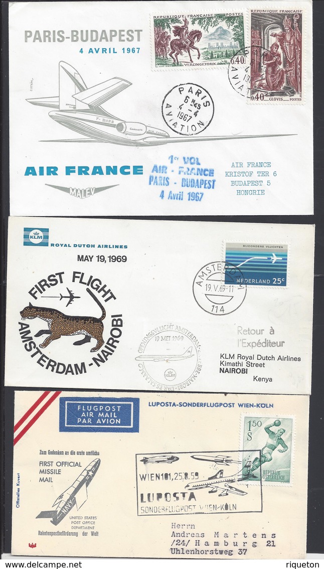 NON CLASSES - Lot d' Enveloppes diverses Poste Aérienne - Allemagne - Belgique - France - Afrique et Autres - 30 Piéces.