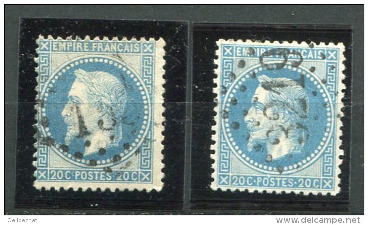 6924  FRANCE N° 29A° Et 29B°  20c  Bleu   Type I Et  II    Napoléon III   Lauré     1867 Et   1868    B/TB - 1863-1870 Napoléon III Lauré