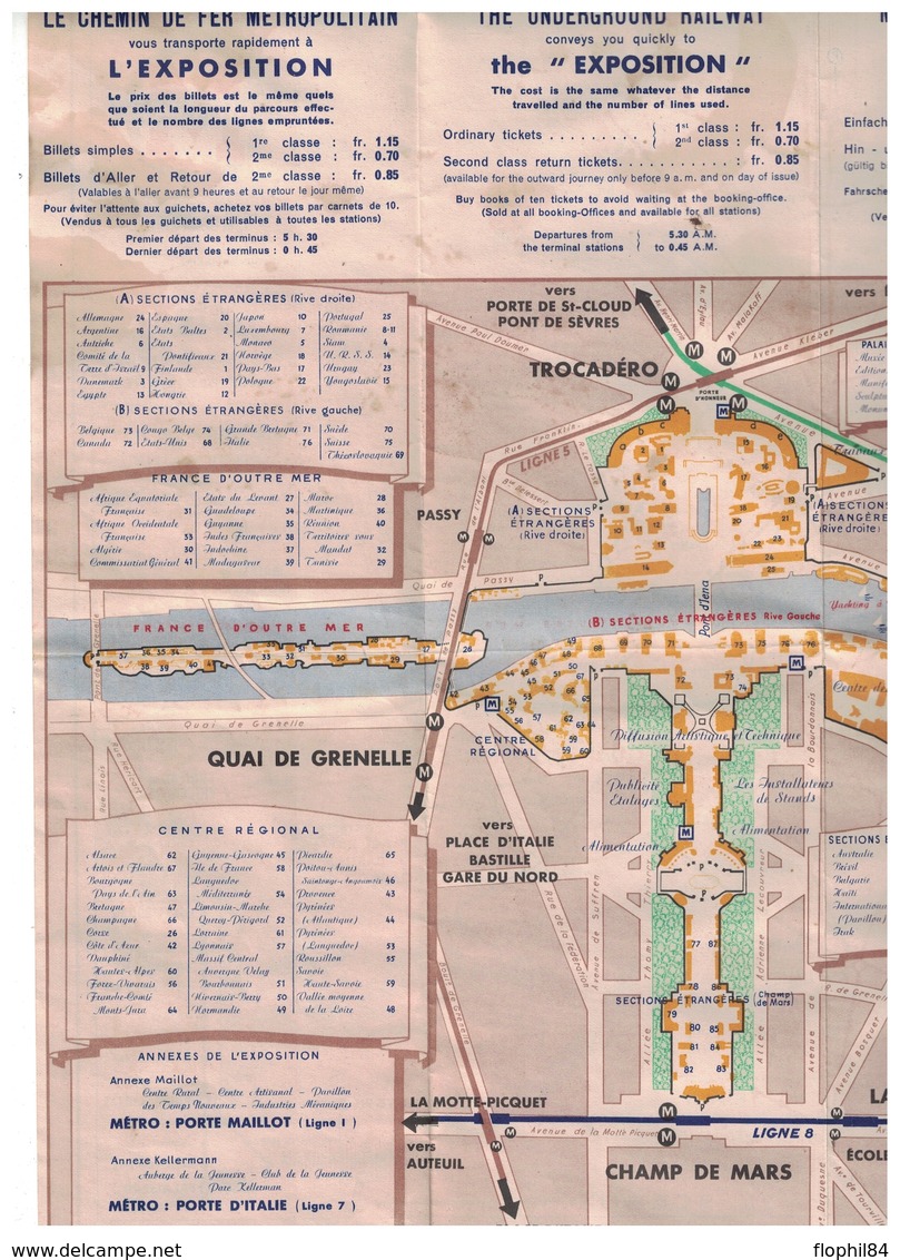 PARIS 1937 - EXPOSITION UNIVERSELLE - CARTE ET PLAN DE L'EXPO + PLAN DE PARIS ET DU METRO - DIVERSES PUB. - Autres & Non Classés