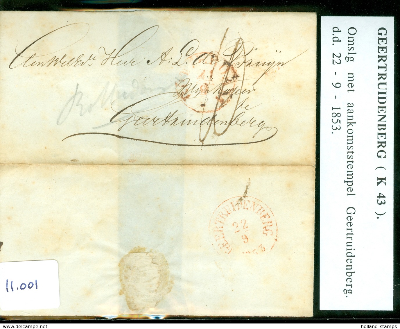 BRIEFOMSLAG Uit 1853 Gelopen Van ROTTERDAM Naar GEERTUIDENBERG  (11.001) - Lettres & Documents