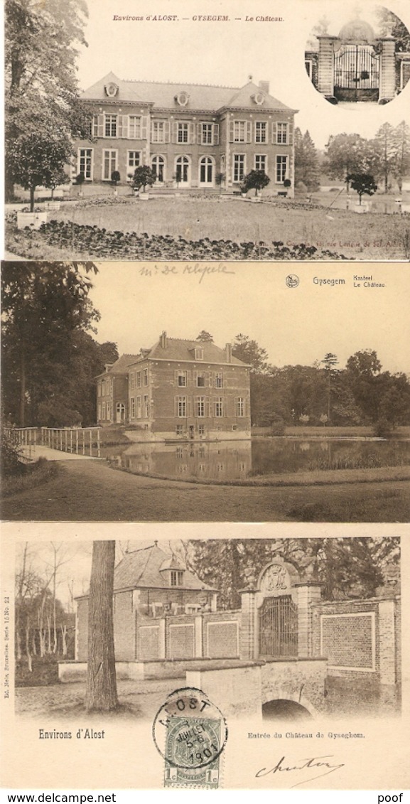 Gysegem / Gijzegem / Gyseghem : Kasteel  ---  3 Kaarten - Aalst