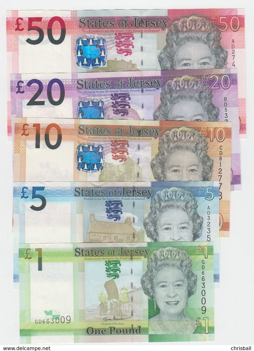 Jersey Banknote Set D Series, £1 To £50 - Superb UNC Condition - Jersey