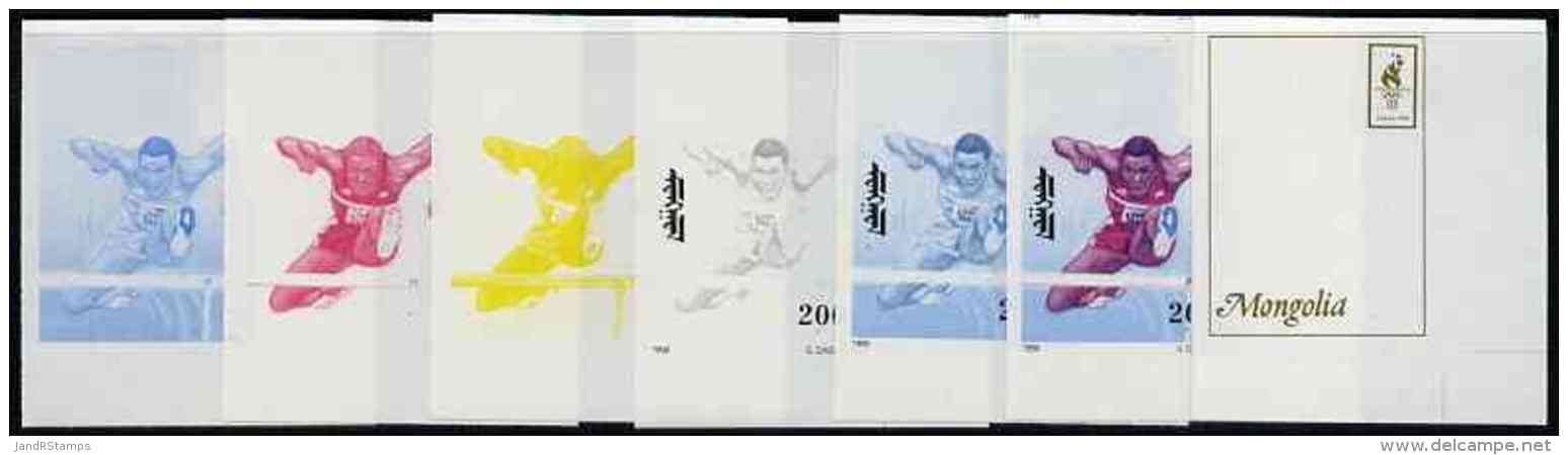 13573 (sport) Mongolia 1996 Atlanta Olympics 200t (Hurdling) Set Of 7 Imperf Progressive Proofs Comprising The 5 Indi - Summer 1996: Atlanta