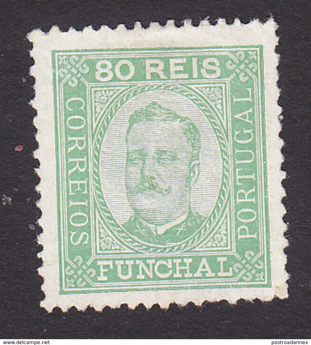 Funchal, Scott #8, Mint No Gum, King Carlos, Issued 1892 - Funchal