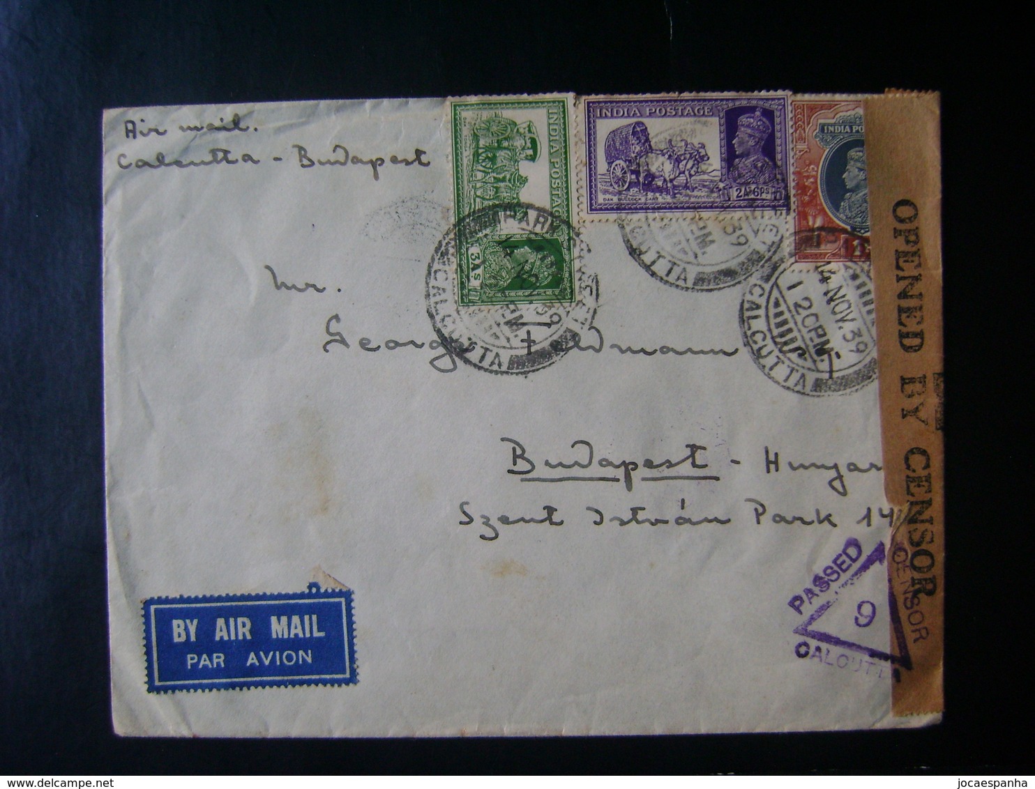 INDIA - LETTER FROM CALCUTTA TO HUNGARY OPENED BY CENSOR IN THE STATE - 1936-47 King George VI