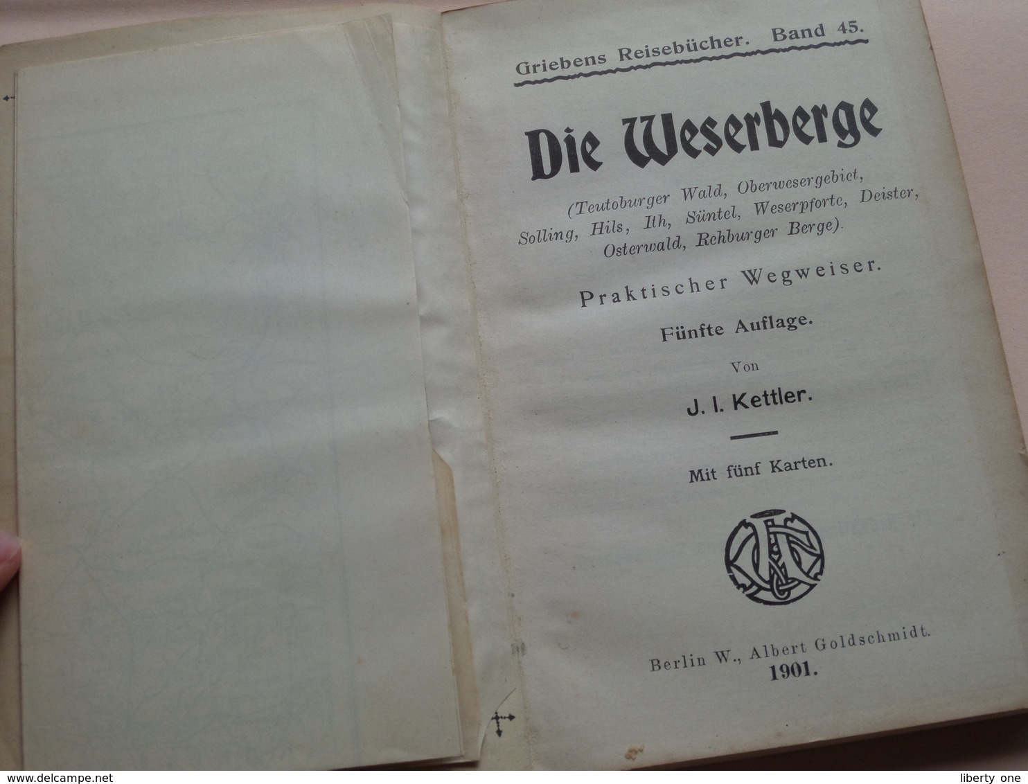 Griebens Reisebücher Band 45 - Die WESERBERGE ( Teutoburger ) Druk. A Seydel ( 168 + Funf Karte ) Auflage Funf - 1901 ! - Noordrijn-Westfalen