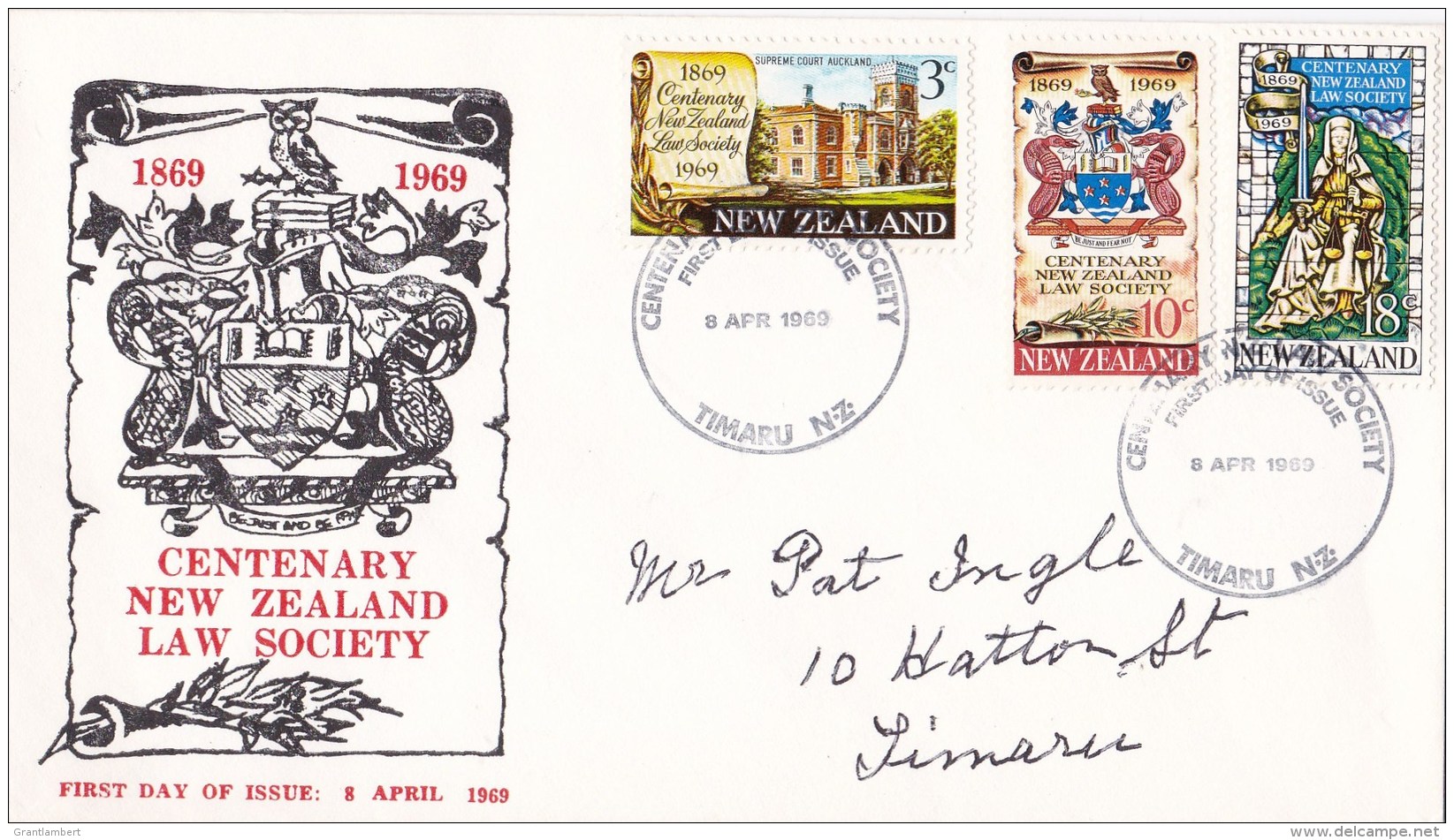 New Zealand 1969 Law Society Centenary Addressed FDC - FDC