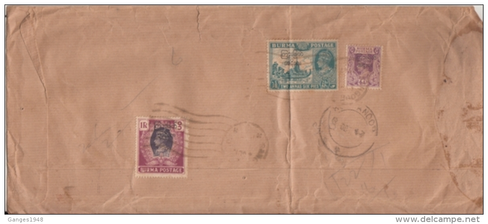 Burma  1947  Registered Cover To India    #  10200   D  Inde Indien - Myanmar (Burma 1948-...)