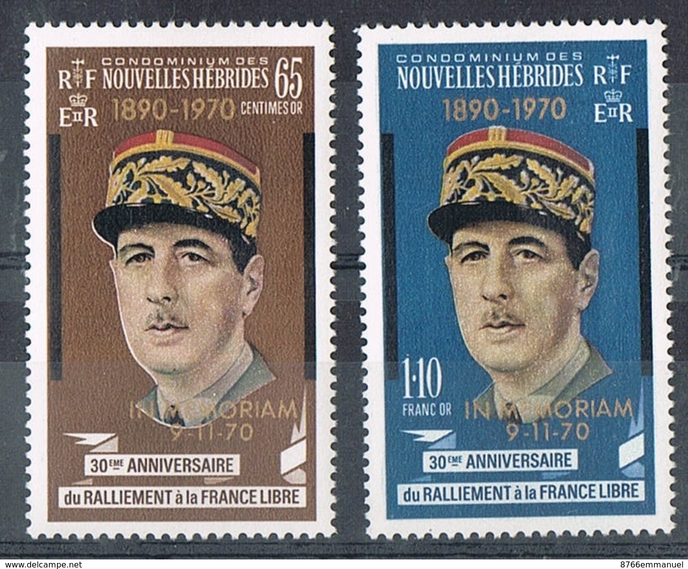 NOUVELLES-HEBRIDES N°304 Et 305 N**  Général De Gaulle - Neufs