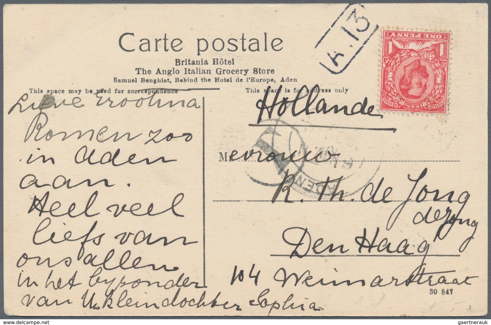 08002 Aden: 1884/1920, France 25 C Yellow-brown Sage, Single Franking On Cover With Maritime Dater LIGNE T - Yemen