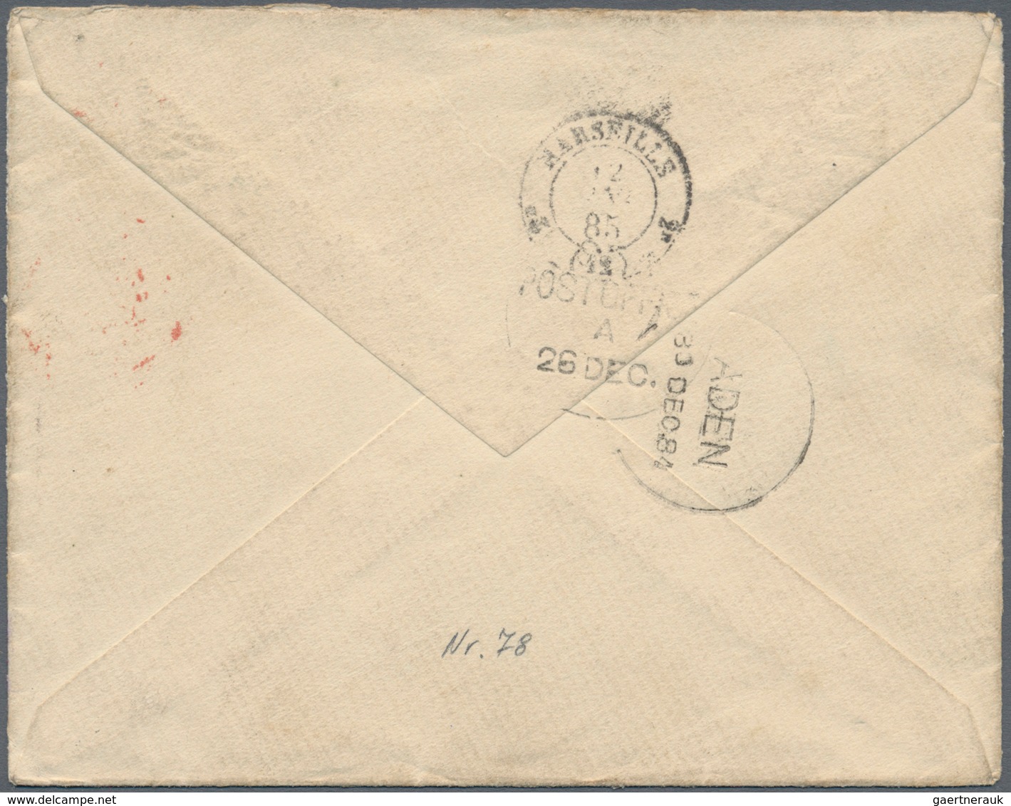 08002 Aden: 1884/1920, France 25 C Yellow-brown Sage, Single Franking On Cover With Maritime Dater LIGNE T - Jemen