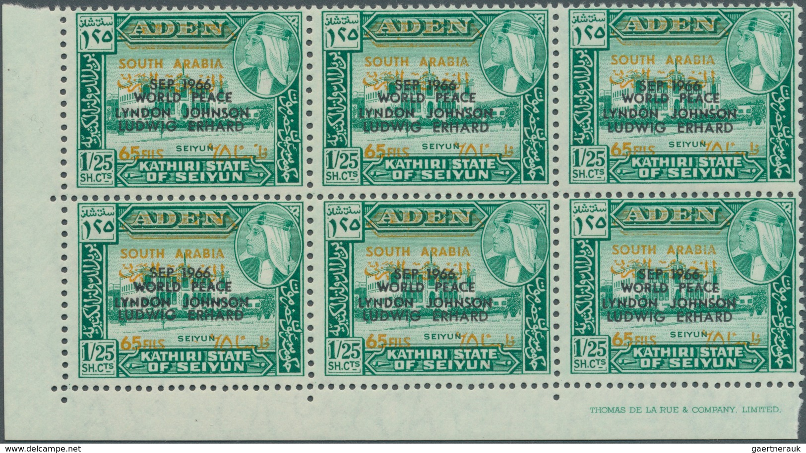 08009 Aden - Kathiri State Of Seiyun: 1967, Famous Personalities 65f. On 1sh25c. Stamp With Additional Bla - Yémen