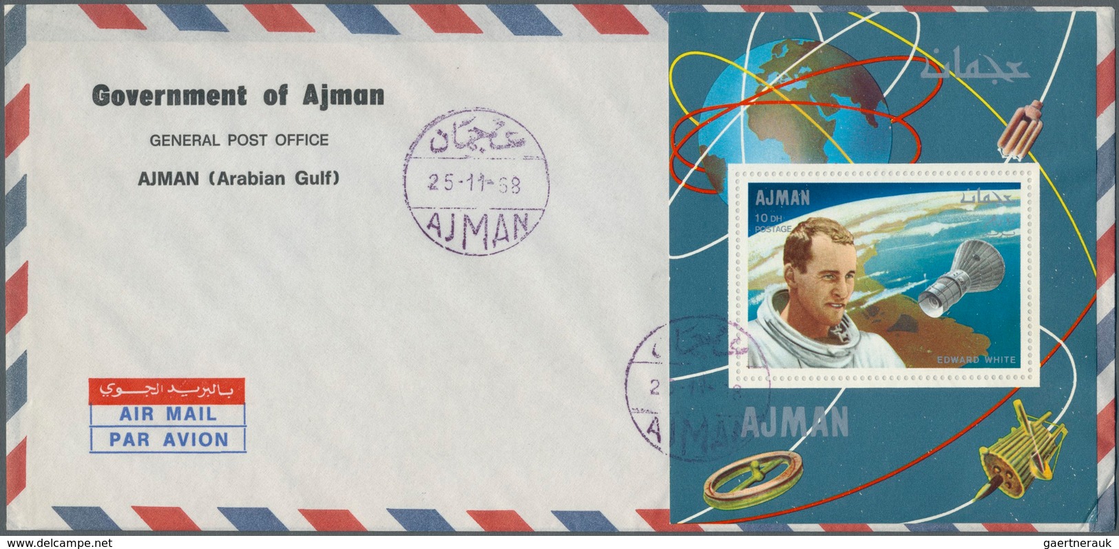 08013 Adschman / Ajman: 1968, Apollo 7, 5dh. To 15r., Complete Set Each As De Luxe Sheets (coloured/illust - Ajman