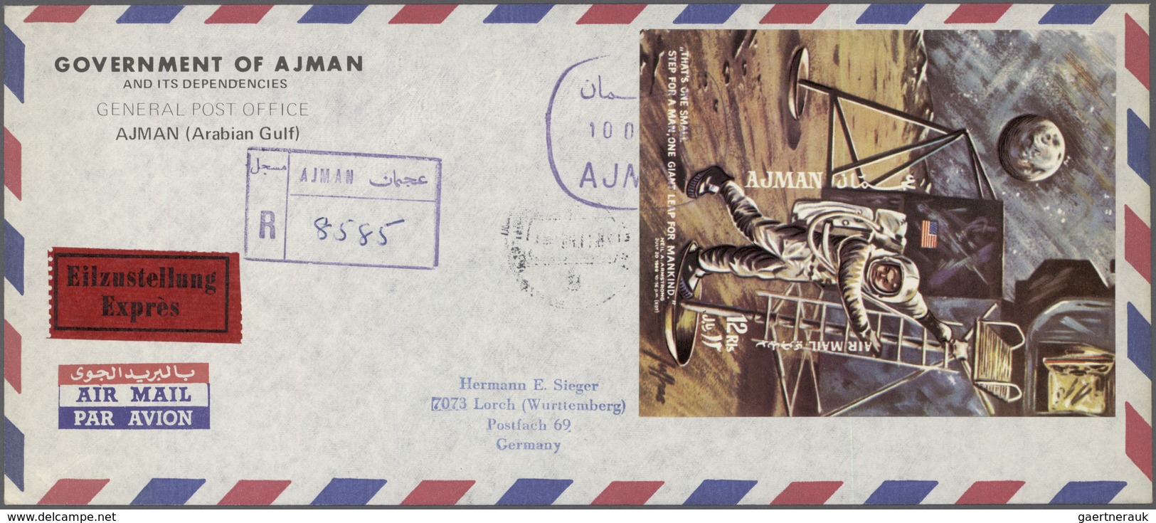 08016 Adschman / Ajman: 1969, 1st Manned Moon Landing, Complete Set Perf./imperf., Complete Set Of Three D - Ajman