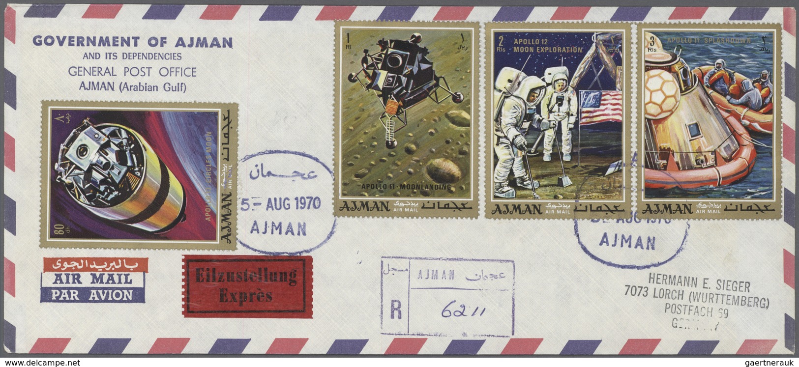 08019 Adschman / Ajman: 1970, Apollo 13, Complete Set Perf./imperf., Complete Set Of Six De Luxe Sheets An - Ajman