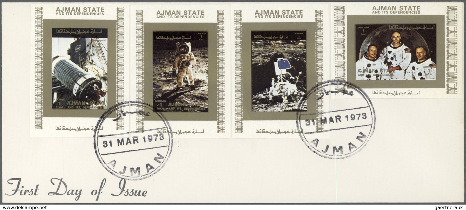 08034 Adschman / Ajman: 1973, U.S. Space Achievements, Complete Set Of 16 De Luxe Sheets Perf./imperf. Eac - Ajman