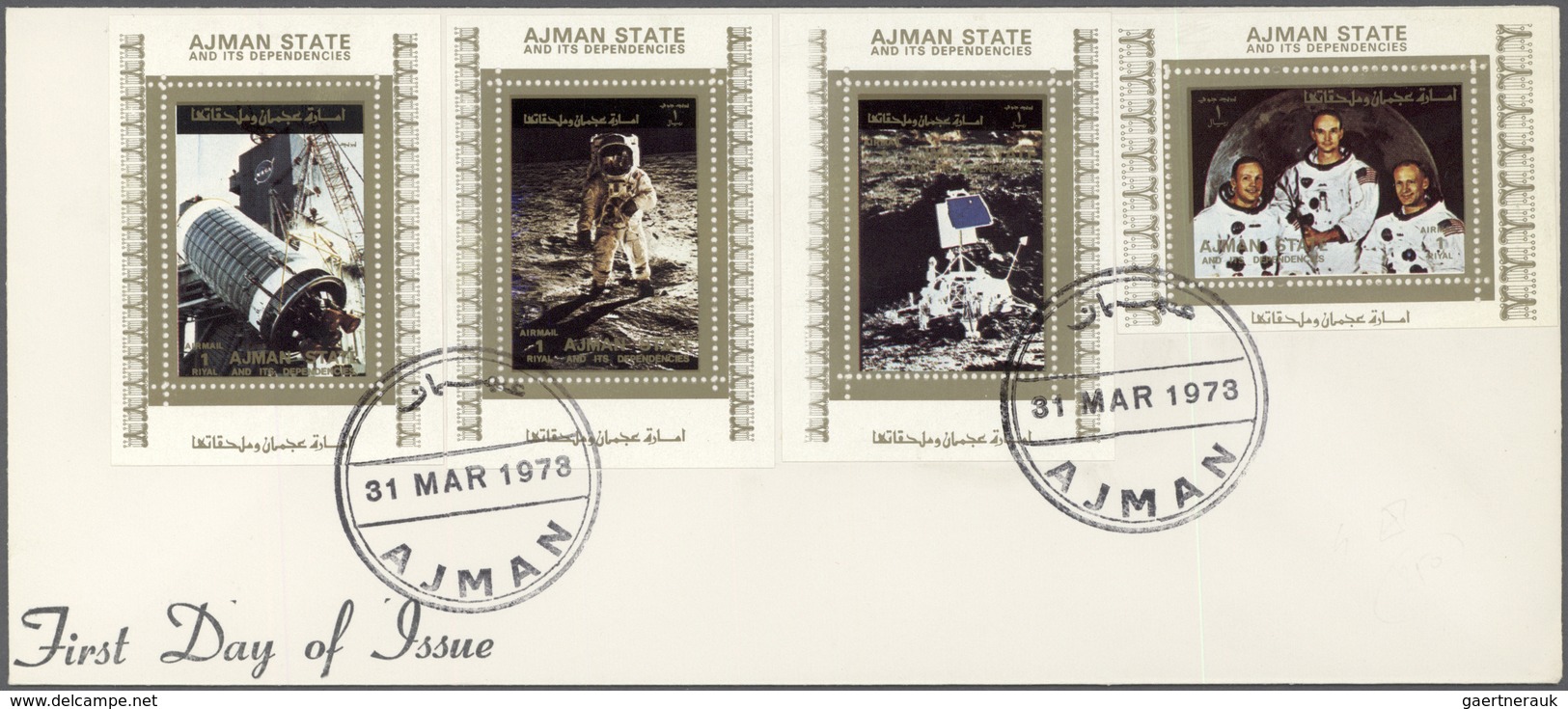 08034 Adschman / Ajman: 1973, U.S. Space Achievements, Complete Set Of 16 De Luxe Sheets Perf./imperf. Eac - Adschman