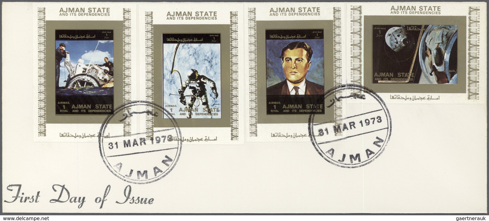 08034 Adschman / Ajman: 1973, U.S. Space Achievements, complete set of 16 de luxe sheets perf./imperf. eac