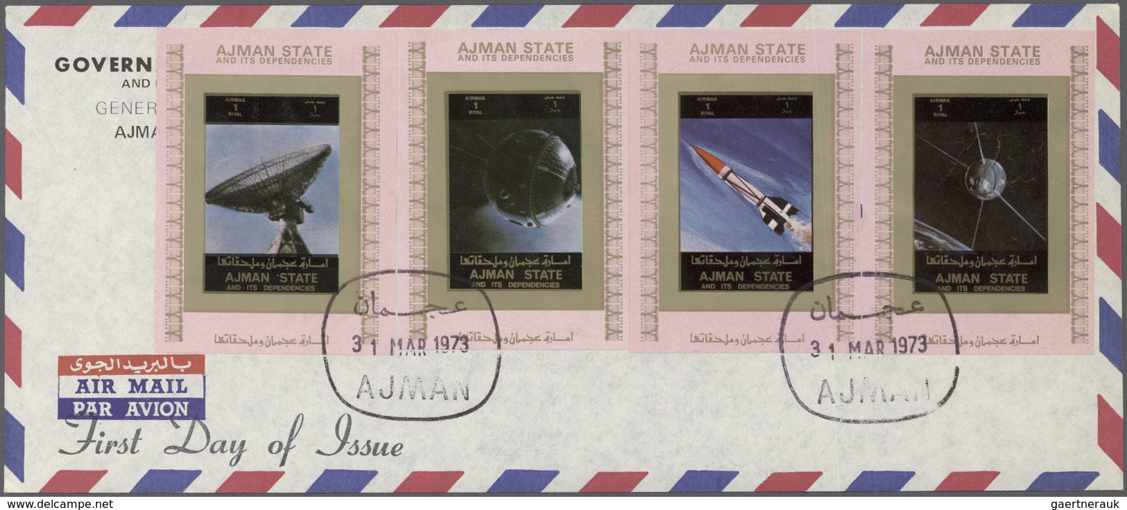 08035 Adschman / Ajman: 1973, U.S. Space Achievements, Complete Set Of Eight De Luxe Sheets With White Mar - Adschman