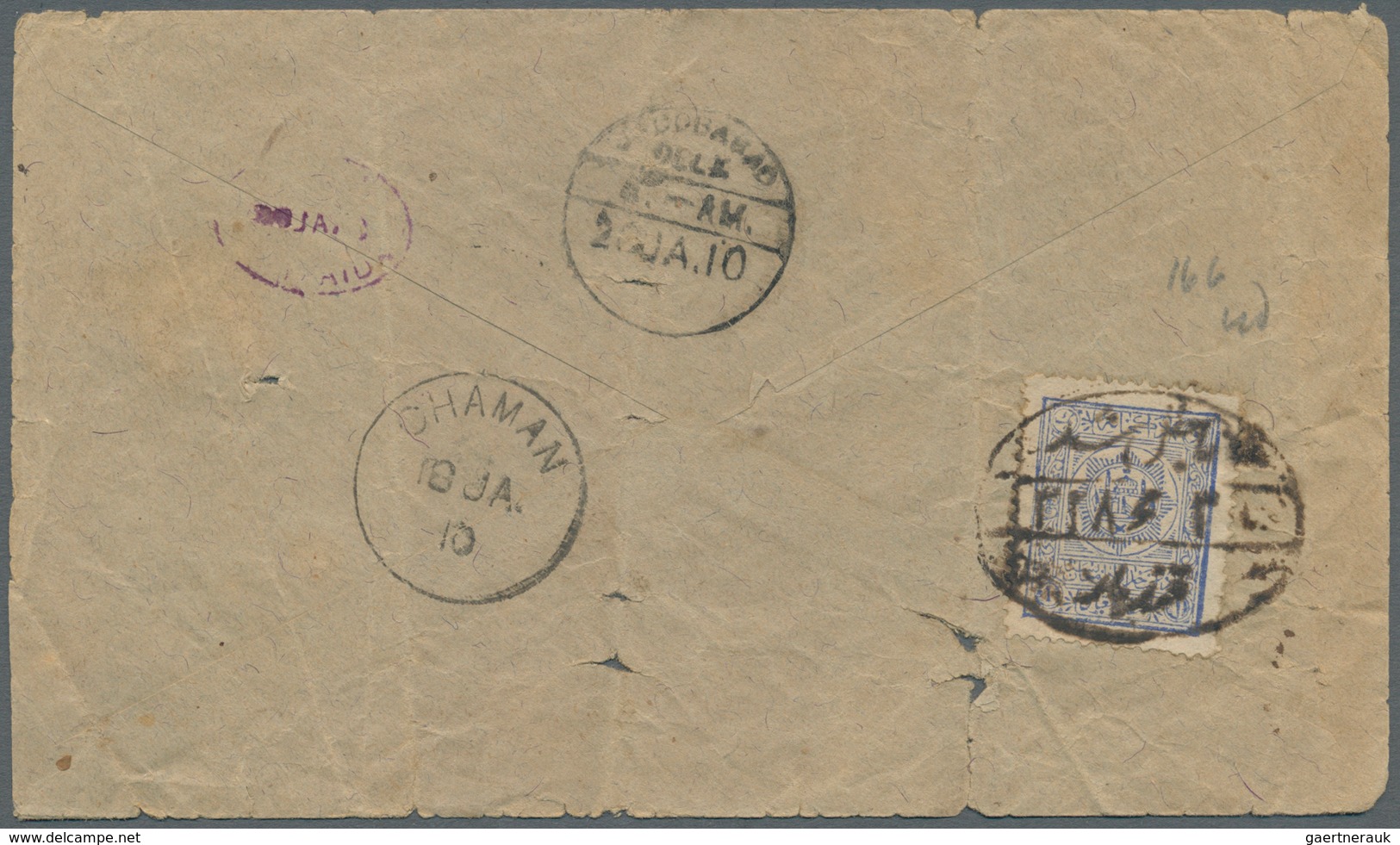 08049 Afghanistan: 1909-25 "QUETTA UNPAID": Four Covers To India Via The Southern Chaman-Quetta Route But - Afghanistan