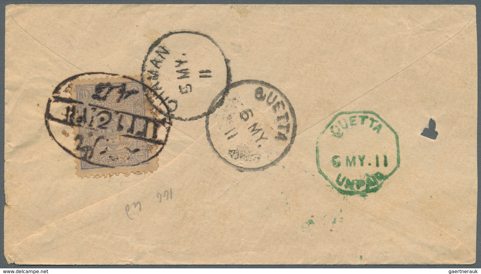 08049 Afghanistan: 1909-25 "QUETTA UNPAID": Four Covers To India Via The Southern Chaman-Quetta Route But - Afghanistan