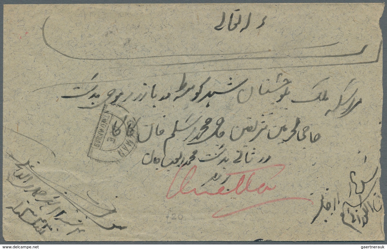 08049 Afghanistan: 1909-25 "QUETTA UNPAID": Four covers to India via the southern Chaman-Quetta route but