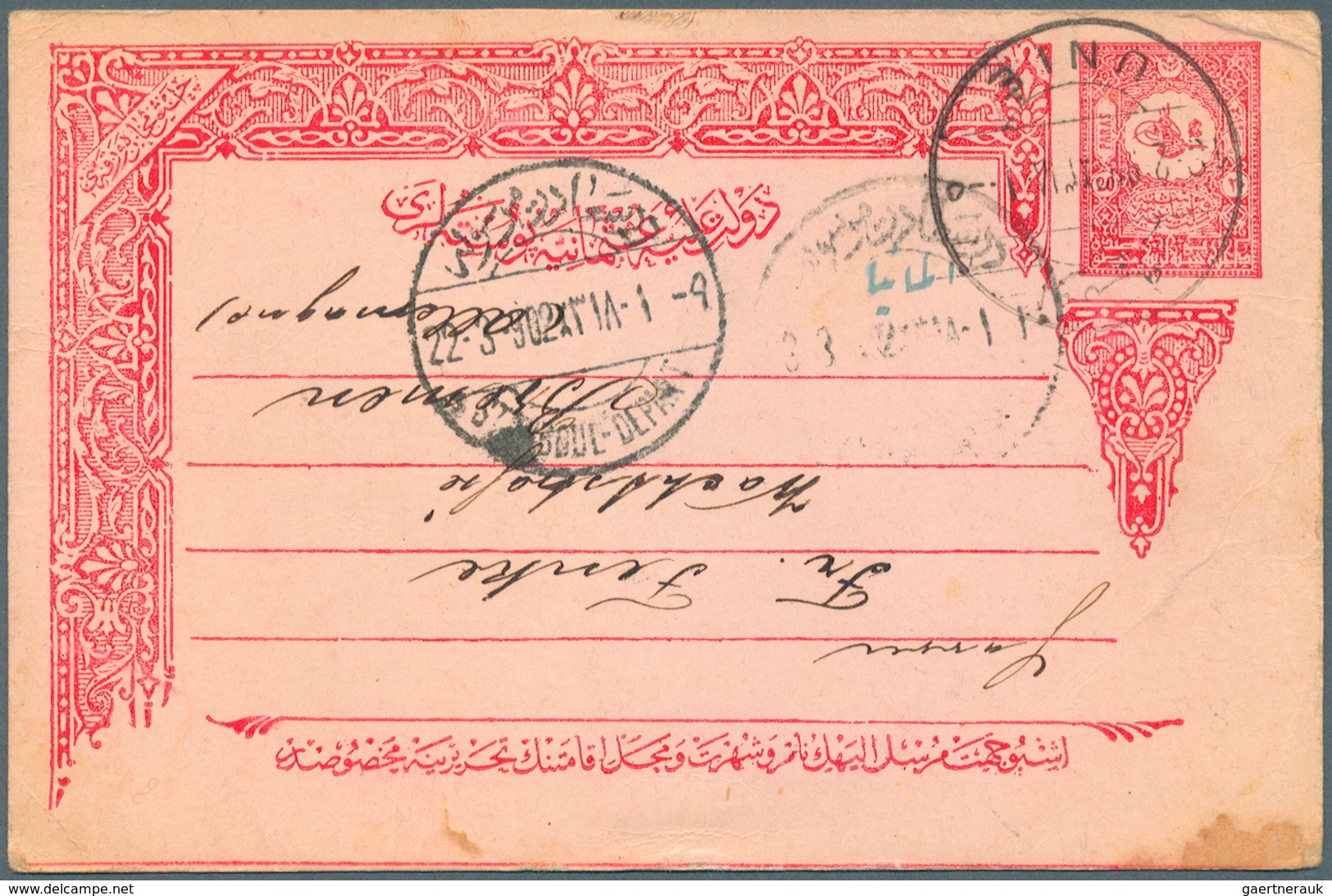 08058A Armenien - Stempel: 1902, 20 Para Postal Stationery Card From UNIE To Germany, On Reverse Ms. "(ENAC - Arménie