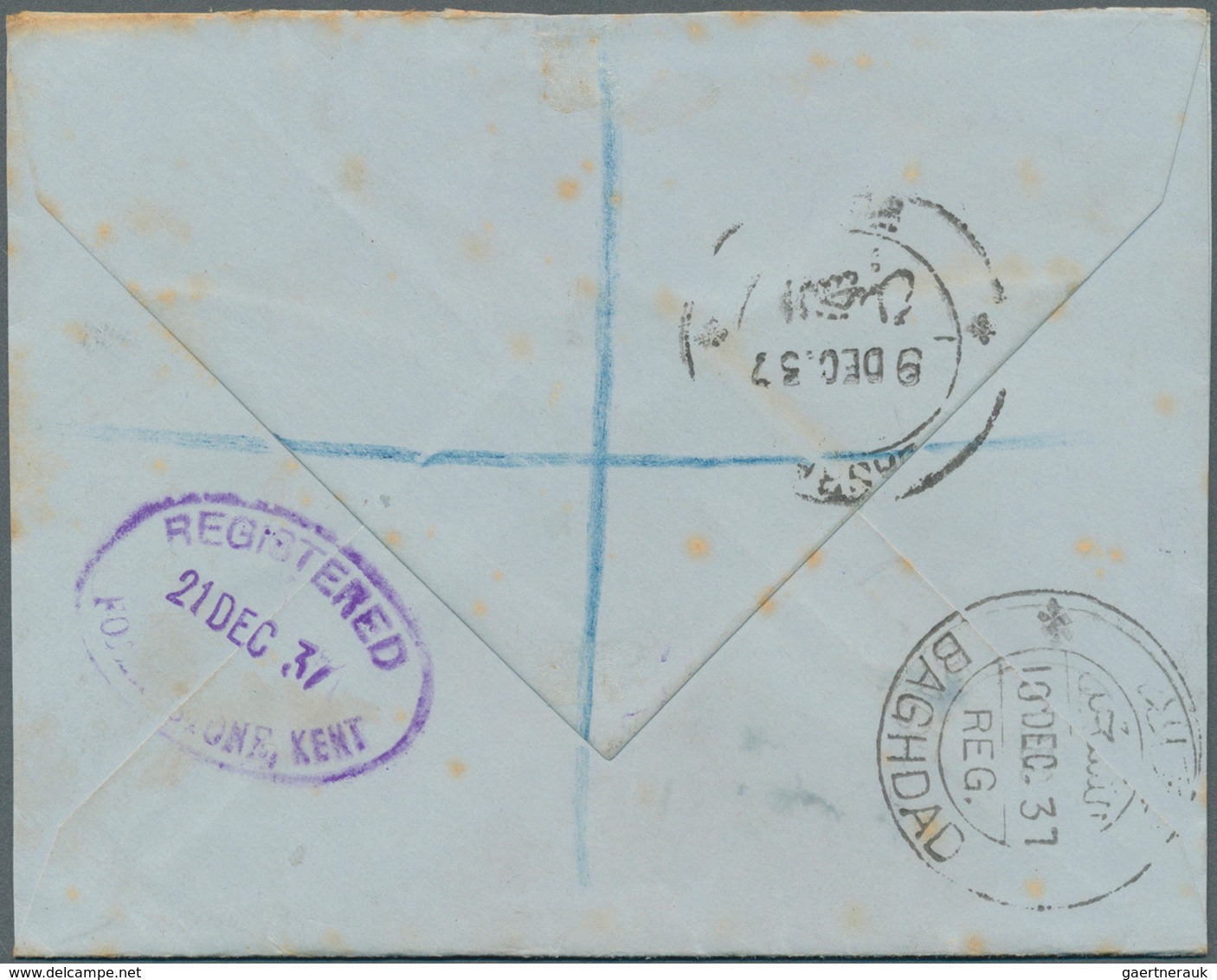 08062 Bahrain: 1930's, Four Airmail Covers To England With Different Frankings Of KGV. Definitives Optd. " - Bahreïn (1965-...)