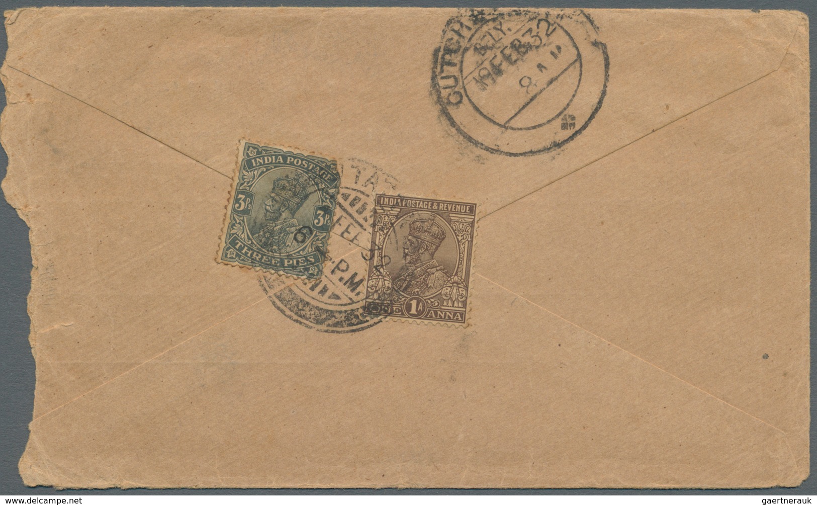 08065 Bahrain: 1932-39: Four Covers From Bahrain To Cutch-Mandvi, India, With 1932 Cover Franked India (un - Bahrein (1965-...)