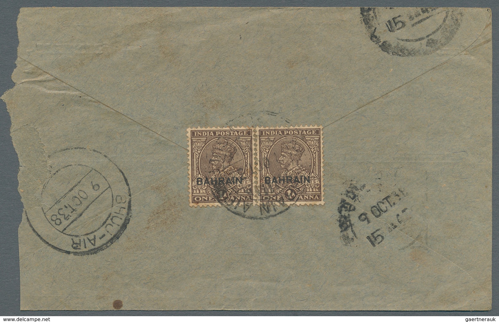08065 Bahrain: 1932-39: Four Covers From Bahrain To Cutch-Mandvi, India, With 1932 Cover Franked India (un - Bahrein (1965-...)