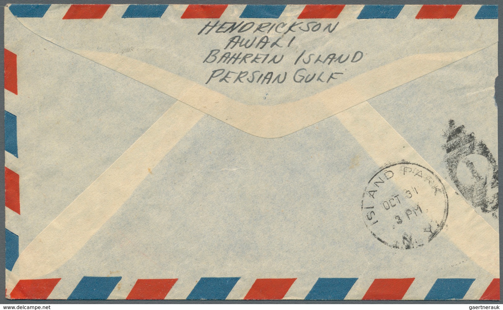 08067 Bahrain: 1940's: Airmail Cover From Awali, Bahrein Island, Persian Gulf To Island Park, L.I., N.Y., - Bahrein (1965-...)