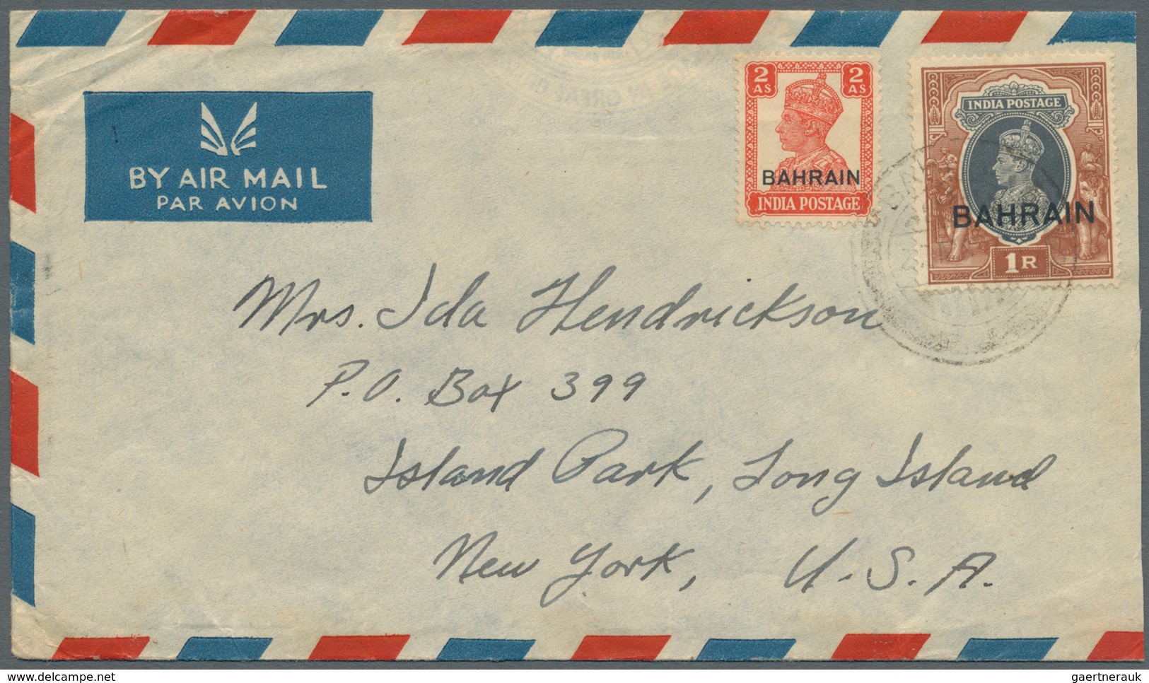 08068 Bahrain: 1940's: Three Airmail Covers From "AWALI, Bahrain Island" (sender Note On Back) To New York - Bahreïn (1965-...)