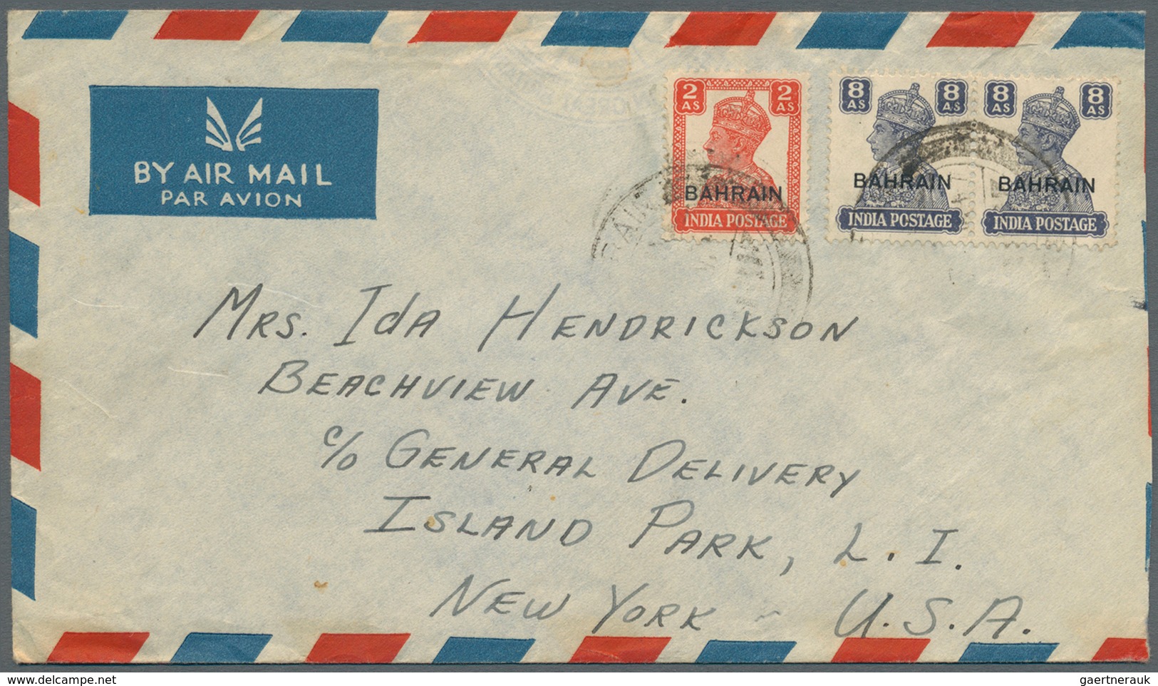 08068 Bahrain: 1940's: Three Airmail Covers From "AWALI, Bahrain Island" (sender Note On Back) To New York - Bahrein (1965-...)