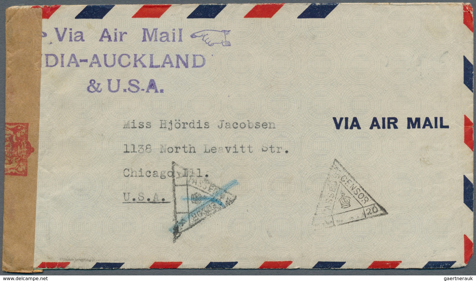 08071 Bahrain: 1941. Air Mail Envelope Addressed To The United States Bearing Bahrain SG 27, 3a6p Blue, SG - Bahrein (1965-...)