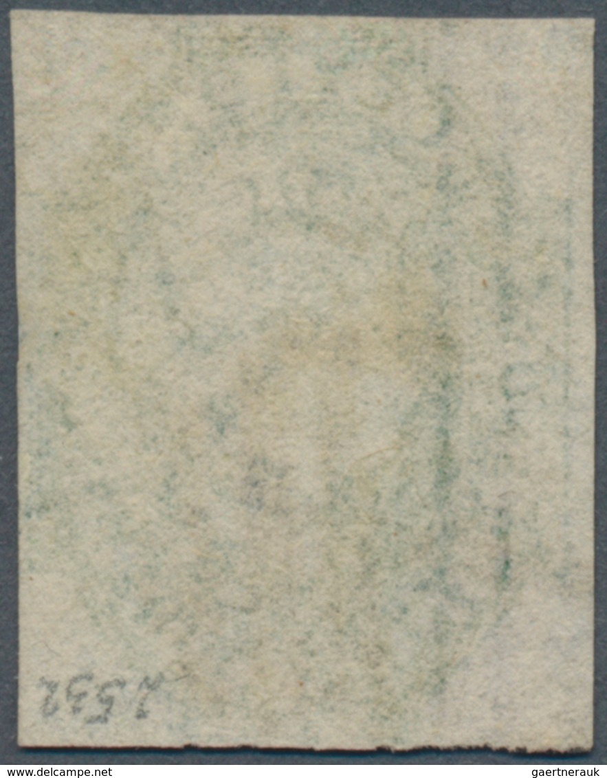 08100A Ceylon / Sri Lanka: 1857, QV 1Sh9P Green On White Paper With Partly Watermark (left Frame), Fresh Co - Sri Lanka (Ceylon) (1948-...)