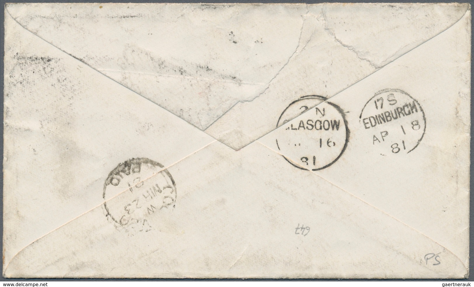 08105 Ceylon / Sri Lanka: 1881, Small Envelope Franked With 4 C. QV In Horizontal Strip Of Five Originally - Sri Lanka (Ceylon) (1948-...)