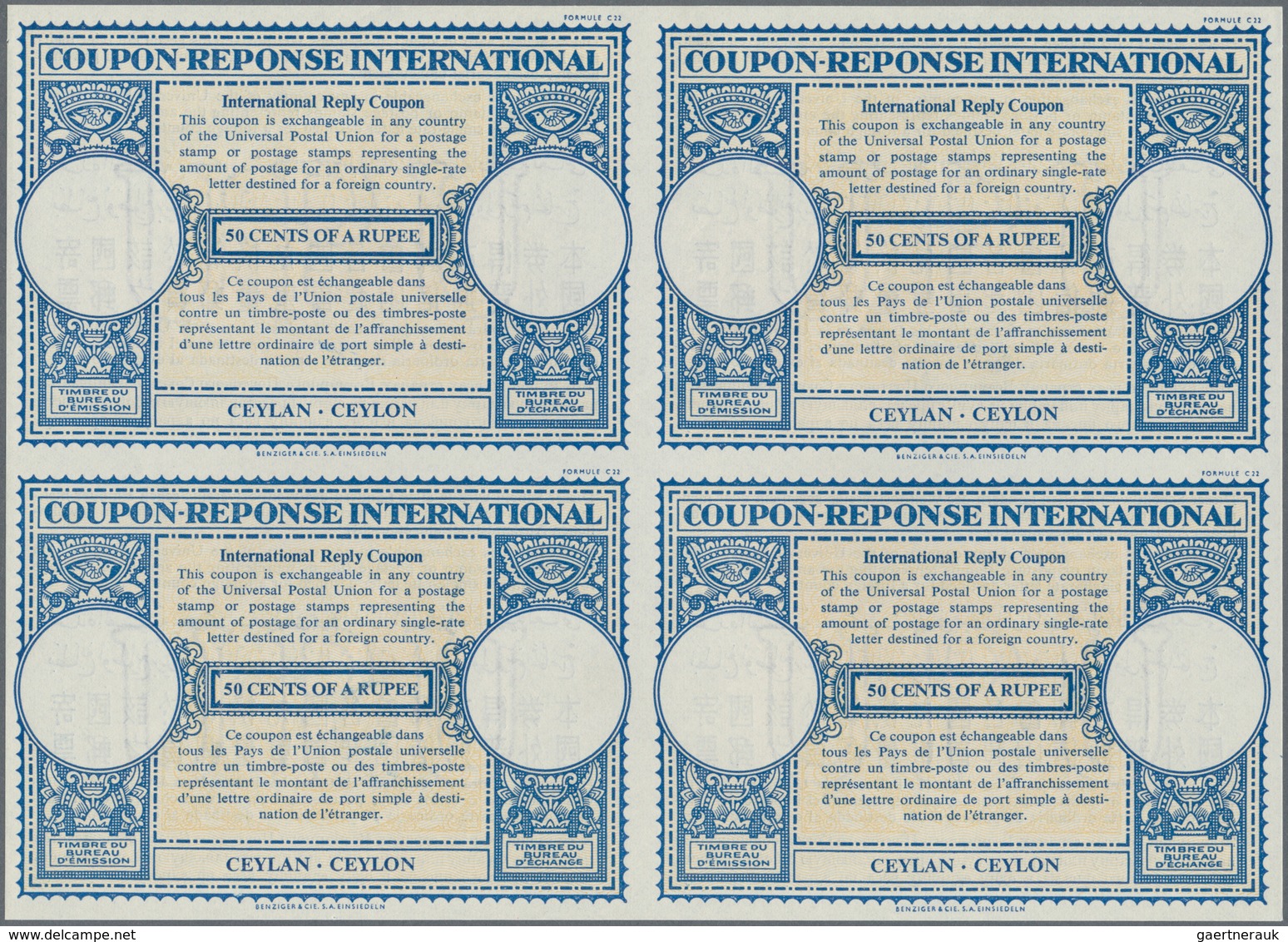 08112 Ceylon / Sri Lanka: 1949/1953. Lot Of 2 Different Intl. Reply Coupons (London Type) Each In An Unuse - Sri Lanka (Ceylon) (1948-...)